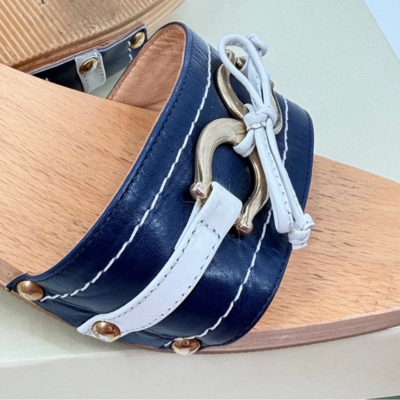 Kate Spade Blue and White Knot Slide Sandals - Picture 7 of 12